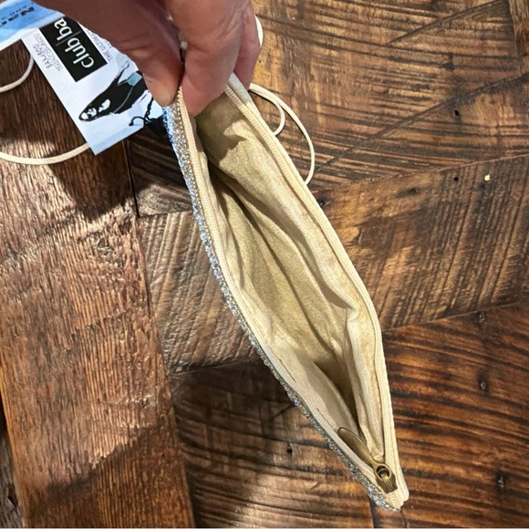 Beaded Metallic Gold Clutch Wristlet and phone holder - Picture 3 of 6